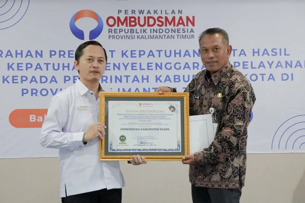 Hasil Penilaian Kepatuhan Penyelenggaraan Pelayanan Publik 2023, Paser Raih Zona Hijau
